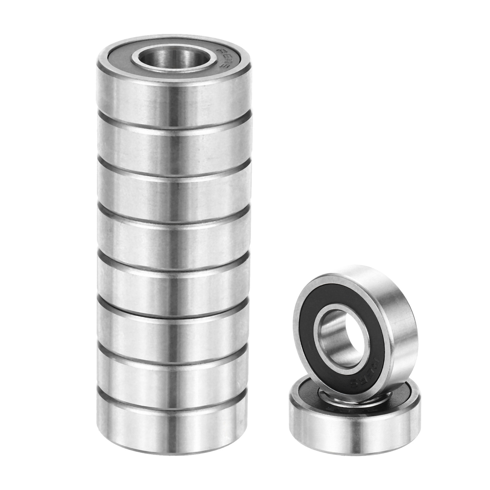 10pcs R6-2RS 3/8″ ID x 7/8″ OD x 1/4″ Height Z3 Ball Bearings, Black
