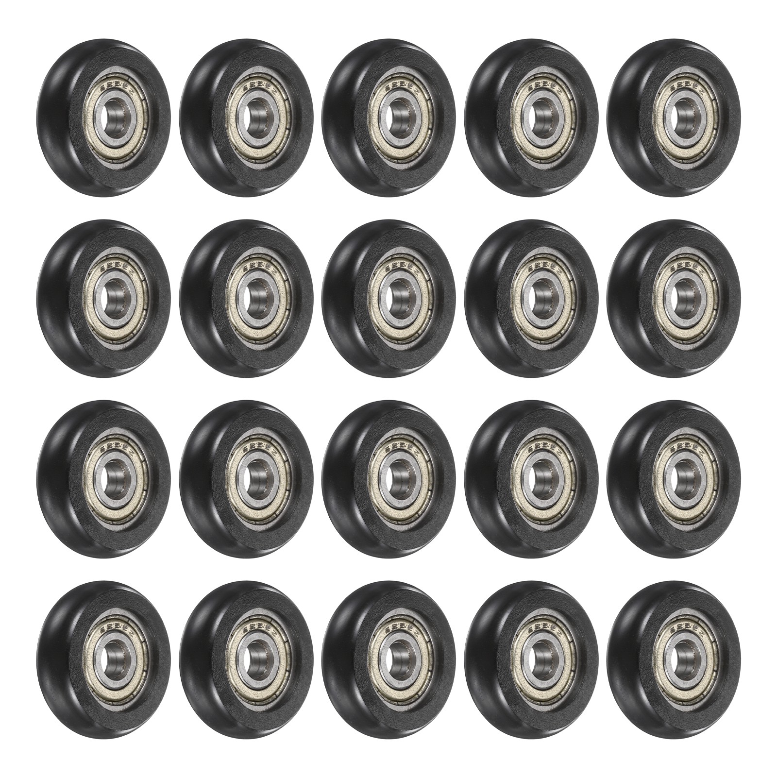 20Pcs 5x23x7mm Metal Shielded (GCr15) Chrome Steel Bearing+POM Guide, Black
