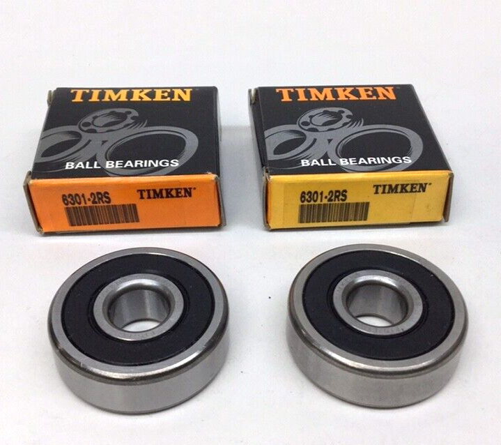 Timken 6301 2RS Ball Bearing Deep Groove 12mm ID X 37mm OD X 12mm W (Pack of 2)