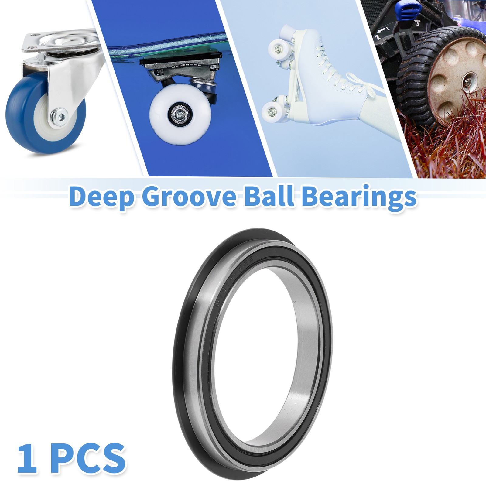 6812NR2RS Deep Groove Ball Bearings 60x78x10mm Silver Tone Black