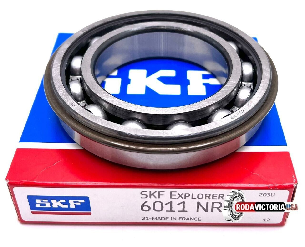 SKF 6011 NR BALL BEARING, OPEN TYPE, NO SEALS + SNAP RING 55x90x18mm