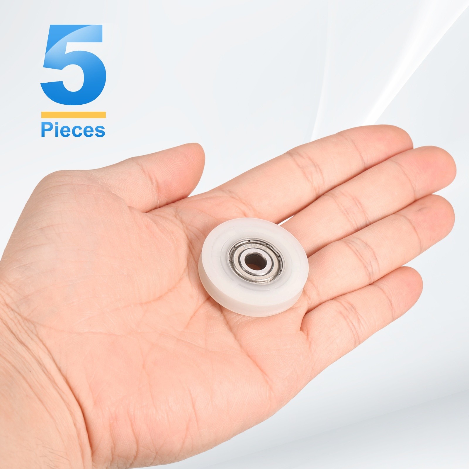 5 Pcs White Groove Nylon Plastic Guide Bearing 6x33x7mm Pulley Roller