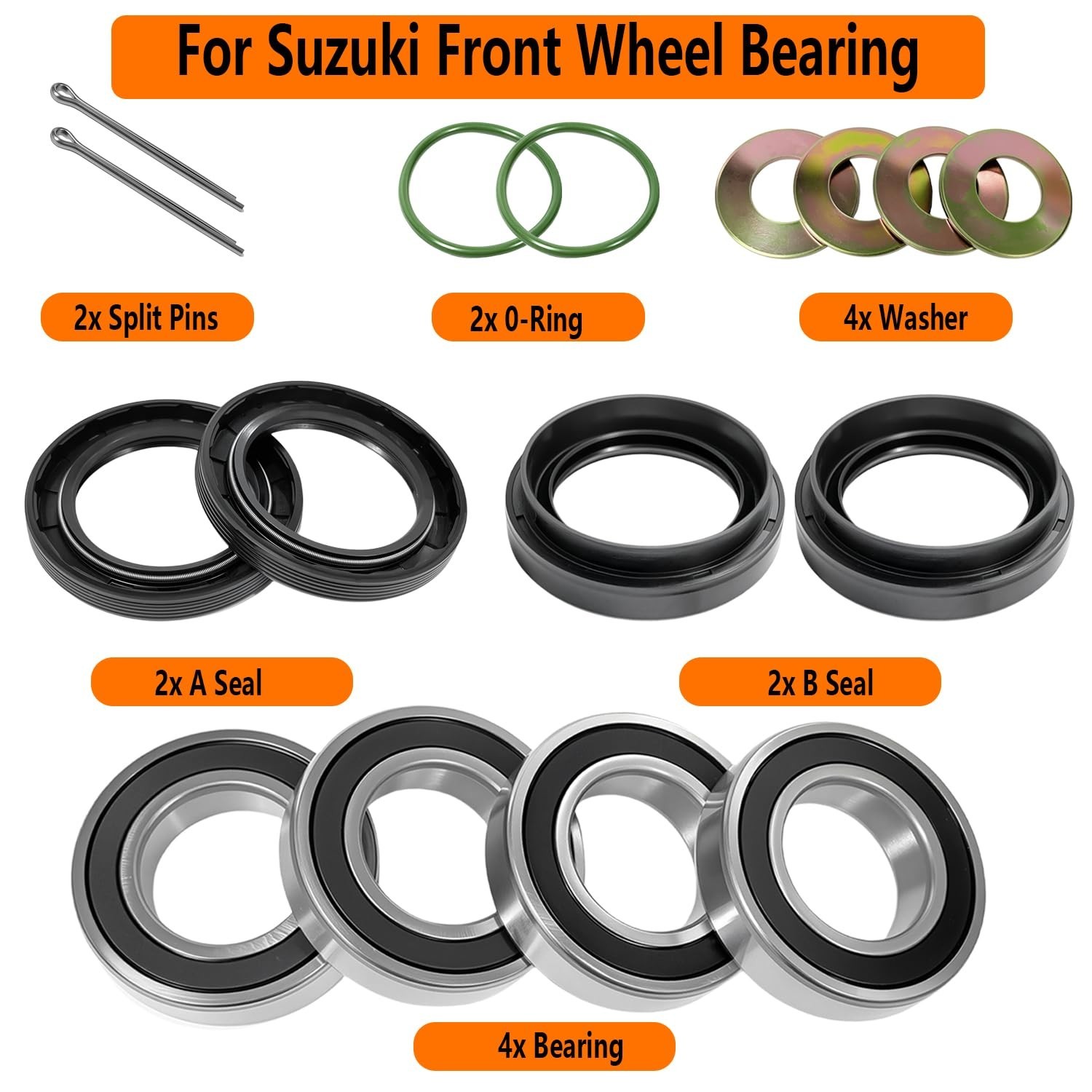 Front Wheel Bearing Seal Kit for Suzuki Eiger 400 King Quad Quadrunner 250 | …