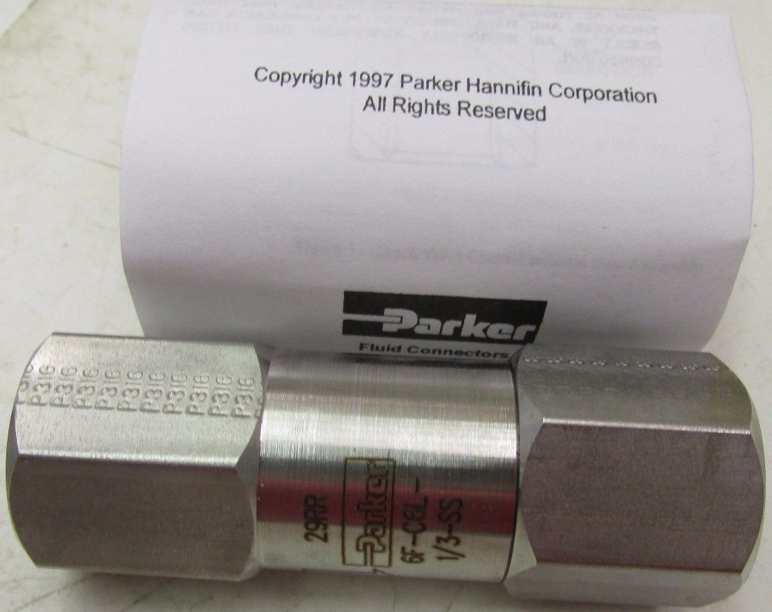 Parker Stainless Check Valve 6F-C6L-1/3-SS 50084 ELL