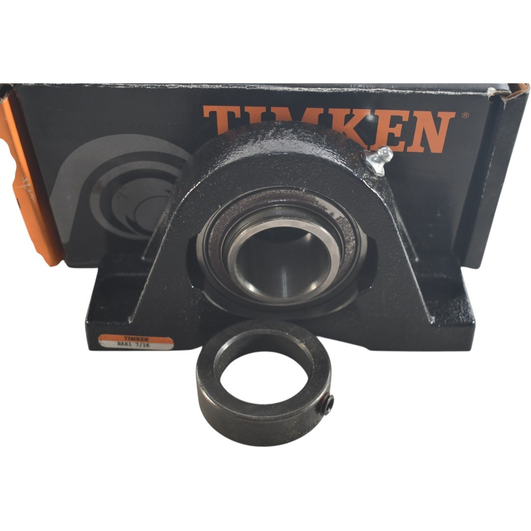 NEW Timken RAK1 7/16 Pillow Block Ball Bearing Unit – 2-Bolt Base, 1-7/16 in Bor