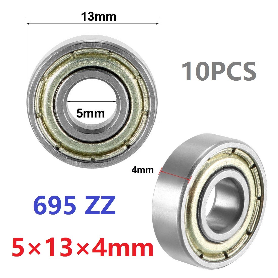 Deep Groove Ball Bearing Metal 10PCS Small Silent Carbon Steel Sealed Bearing
