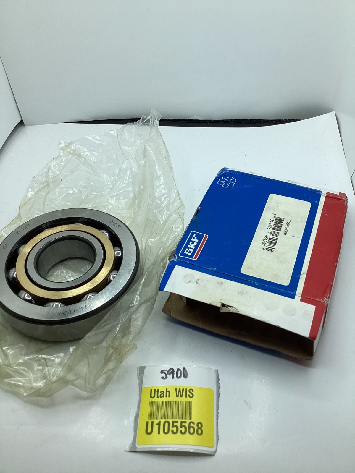 SKF Genuine 7409 BCBM Single Row Angular Contact Ball Bearing Machined Brass