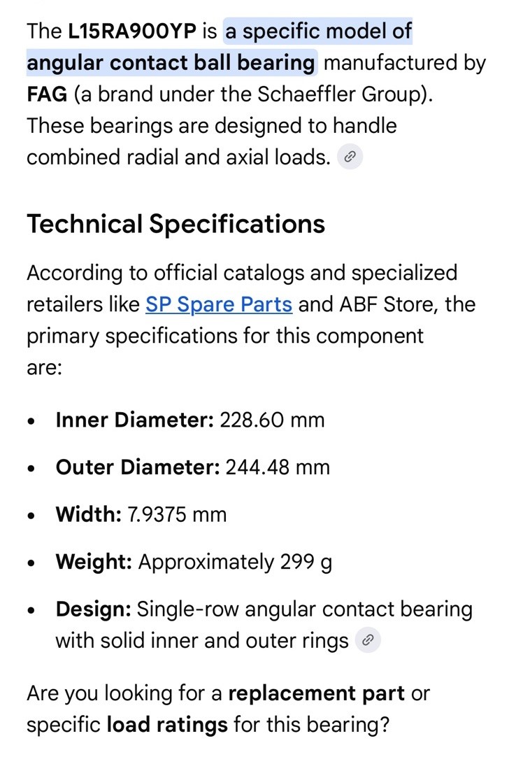 L15RA900YP FAG 228,6 x 244,48 x 7,94 mm ANGULAR CONT. BALL SINGLE ROW BEARING