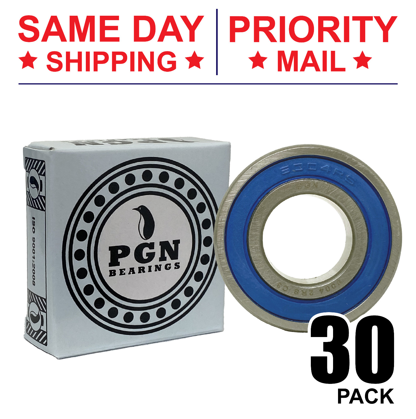 (30) 6004-2RS Premium Rubber Seal Ball Bearing C3 EMQ, 20x42x12, 6004 2RS 6004rs