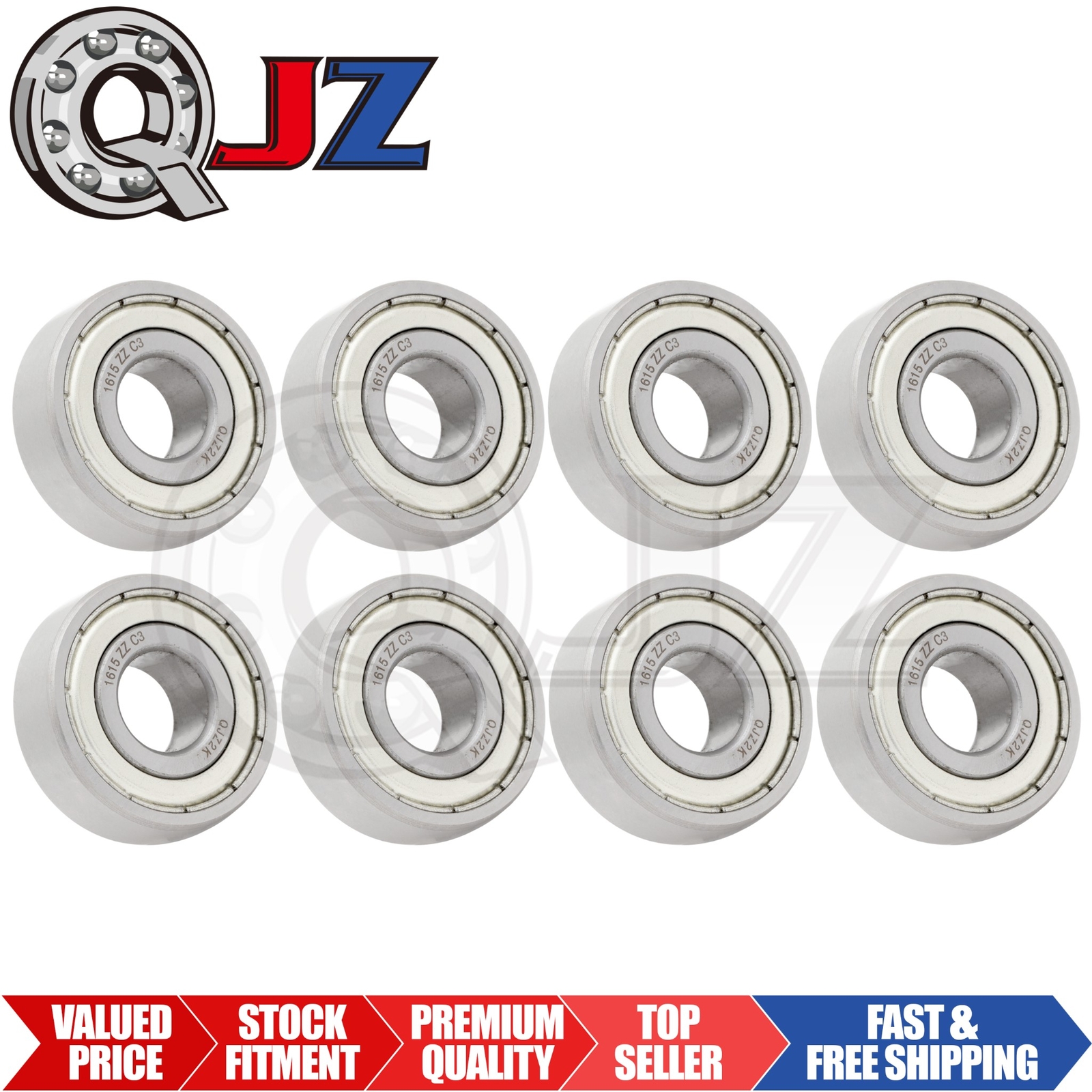 [Qty.8] 1615-ZZ Deep Groove Radial Ball Bearing [11.112mm x 28.575mm x 9.525mm]