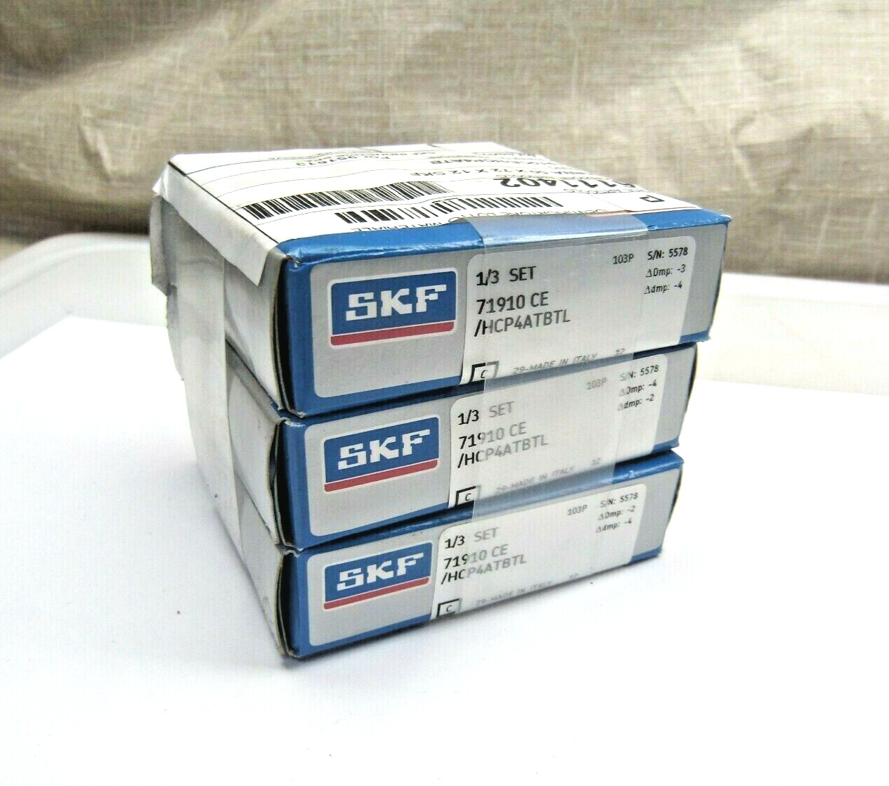 SKF 71910 CE /HCP4A TBTL Super Precision 3 Bearing Matched Set, Very High Speed
