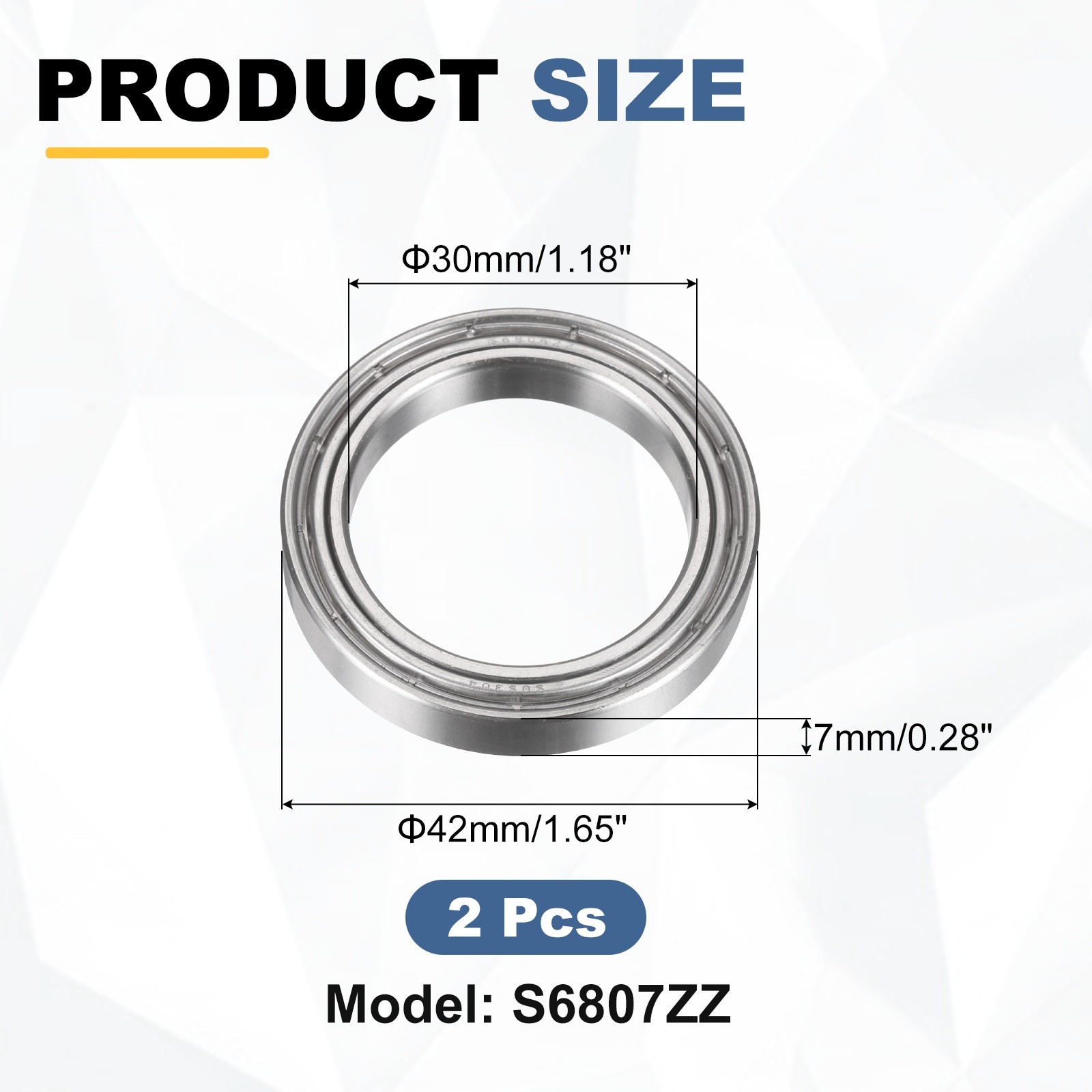 2Pcs S6806ZZ Deep Groove Ball Bearing, 30x42x7mm Double Shielded Ball Bearings