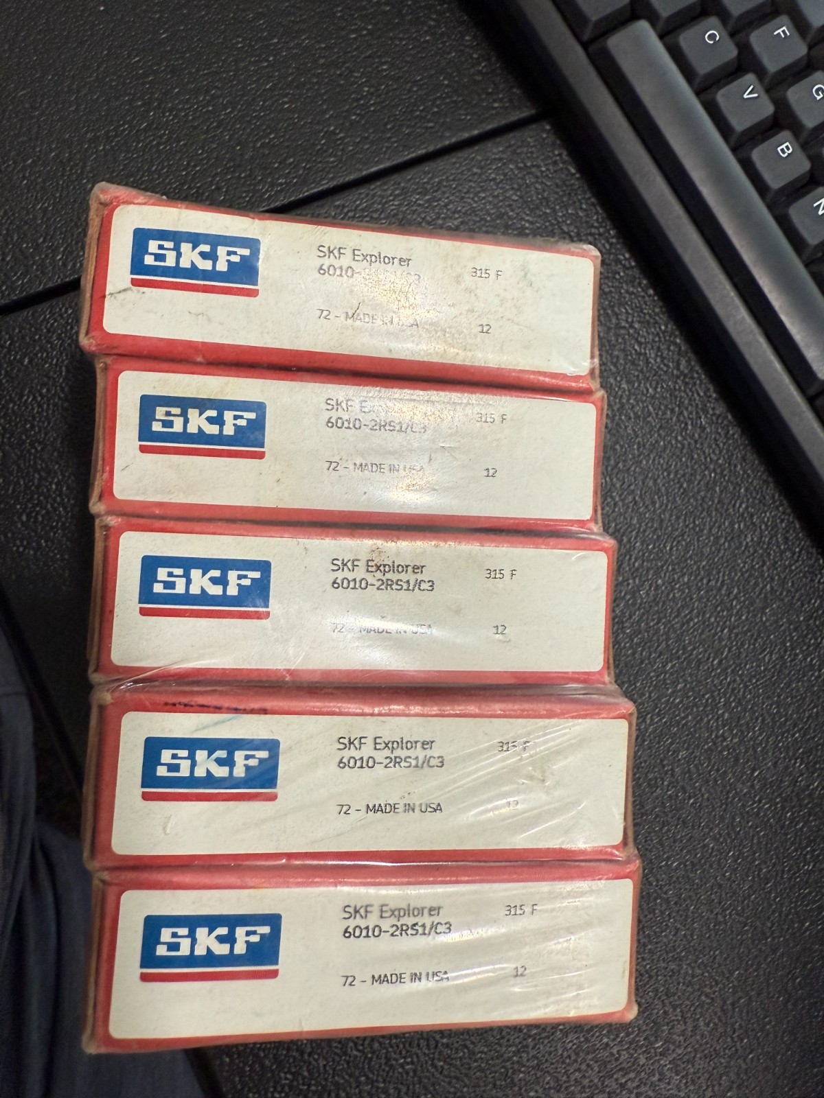 5 Pack of the SKF 6010-2RS C3 Rubber Seal Ball Bearings. Free Shipping USPS.