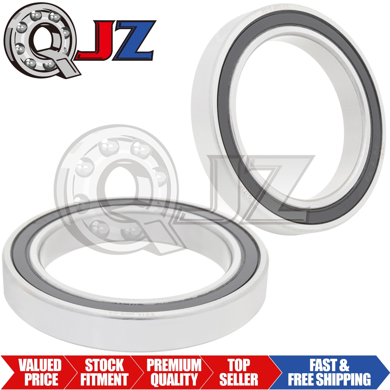 [Qty.2] 6915-2RS Radial/Deep Groove Ball Bearing [72mm ID x 105mm OD x 13mm W]