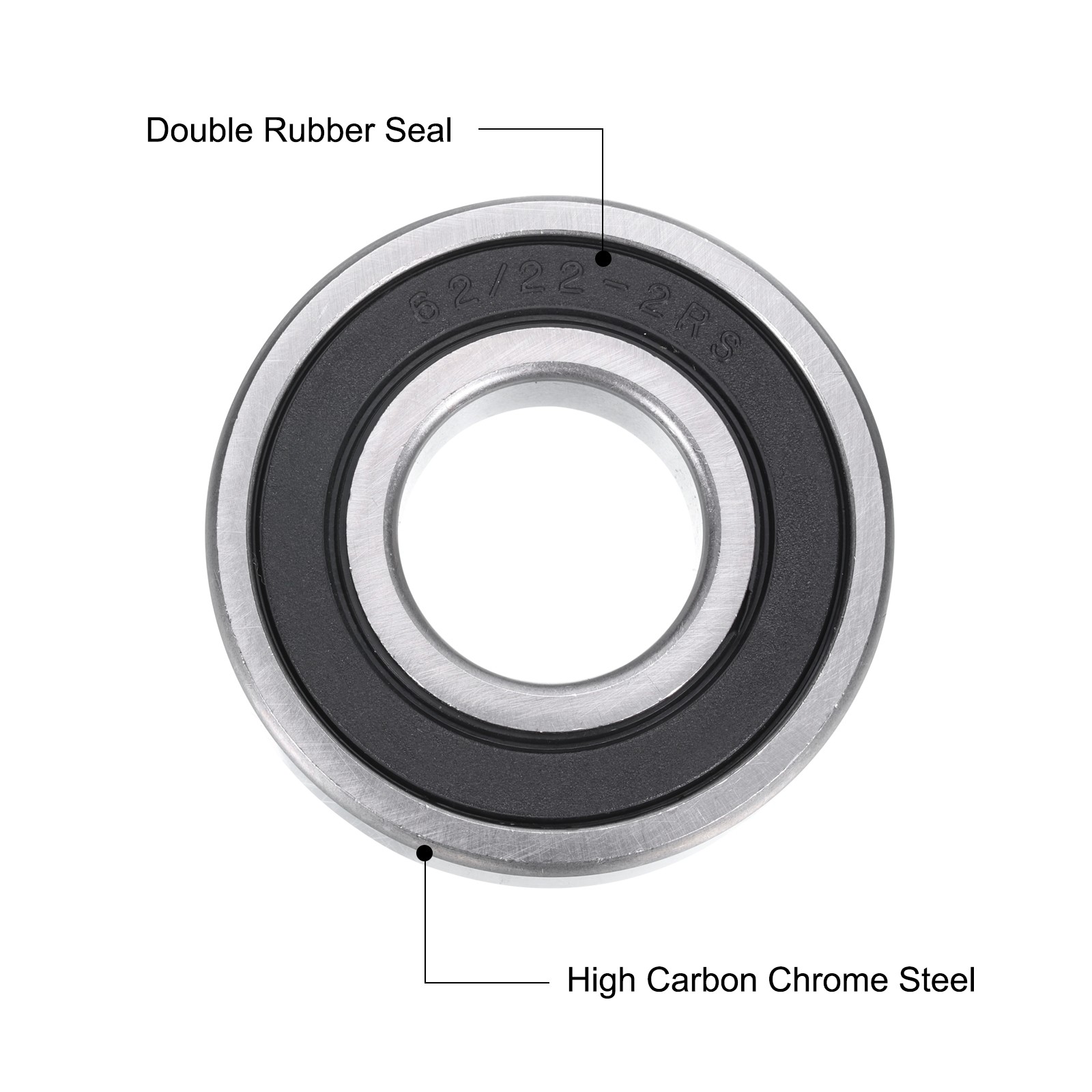 Deep Groove Ball Bearings 62/22-2RS,22x50x14 Rubber Seal Bearings 2 PCS