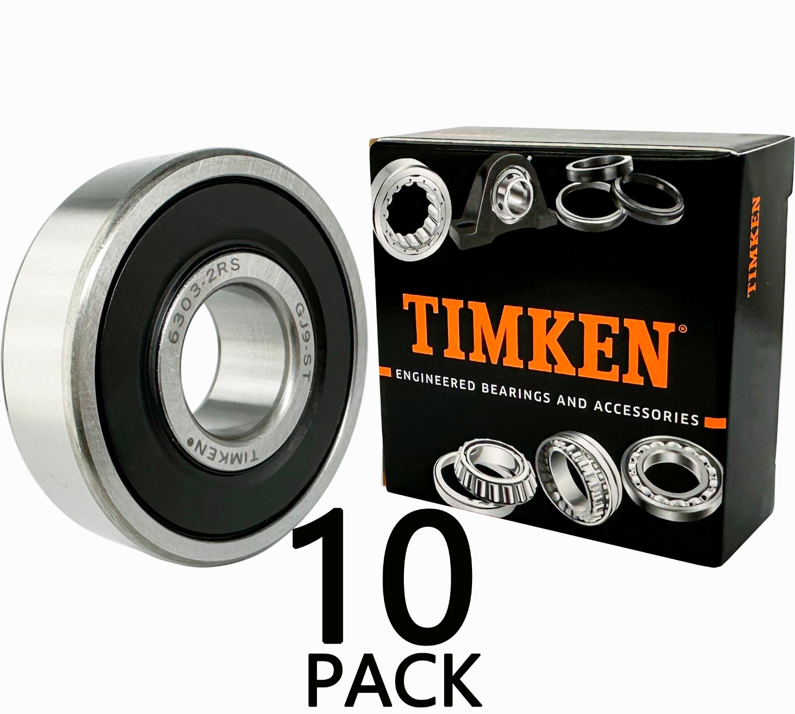 10PACK TIMKEN 6303-2RS 17X47X14MM Double Rubber Seal Ball Bearings