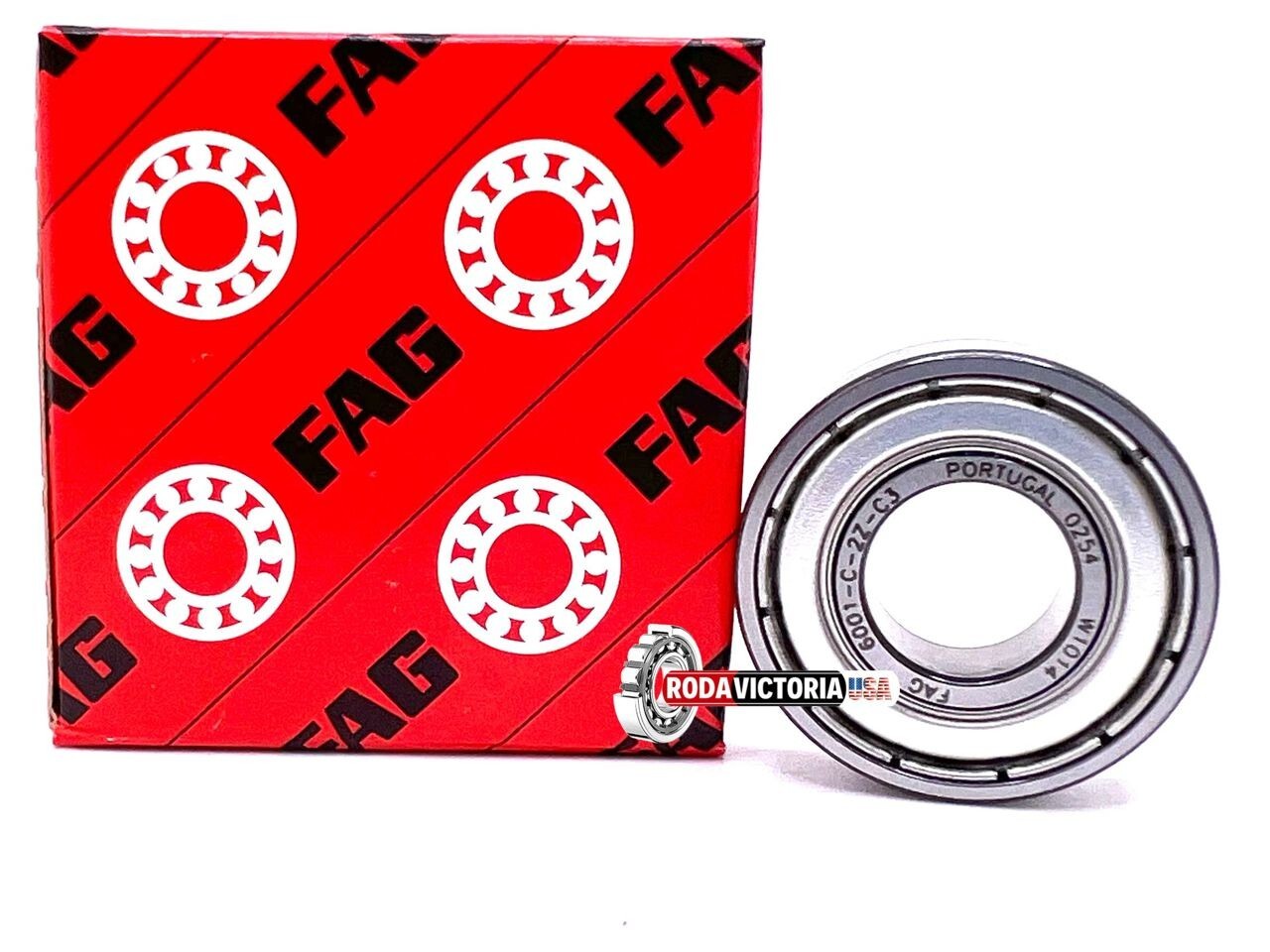 FAG 6001 ZZ C3 DEEP GROOVE BALL BEARING, METAL SHIELDED 12x28x8mm.