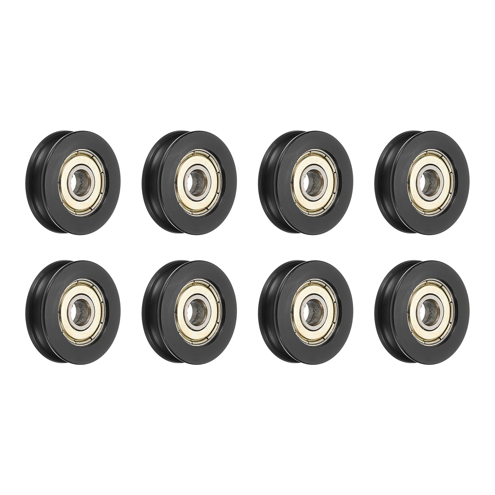 8 Pcs Black Groove Nylon Plastic Guide Bearing 6x27x8mm Pulley Roller