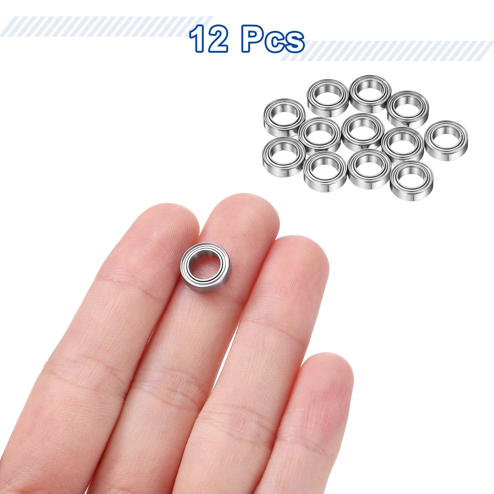 12Pcs MR106ZZ Deep Groove Ball Bearings, 6mm ID 10mm OD 3mm Width Bearing