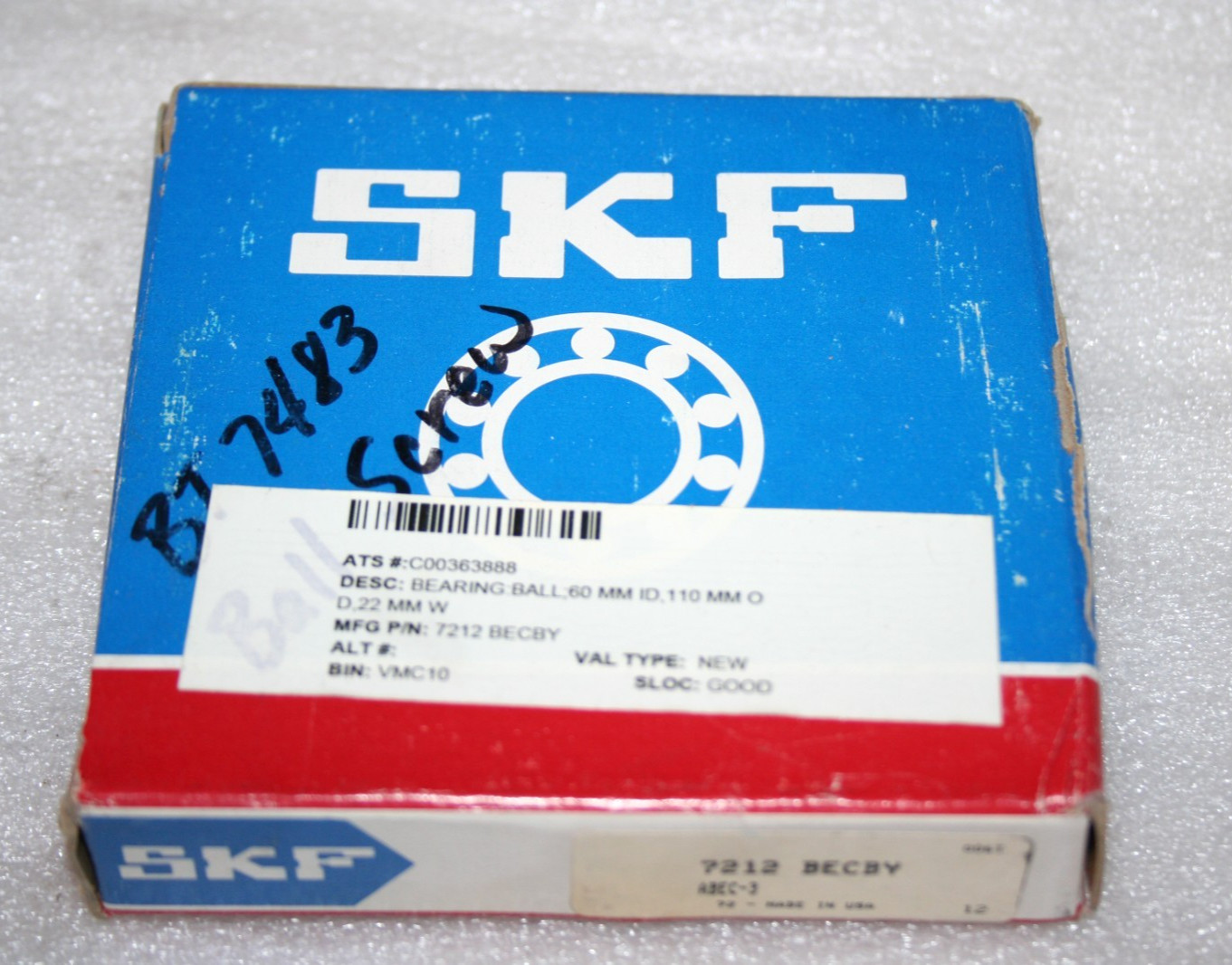 GENUINE SKF 7212 BECBY Angular Contact Bearing, Sealed * NEW *
