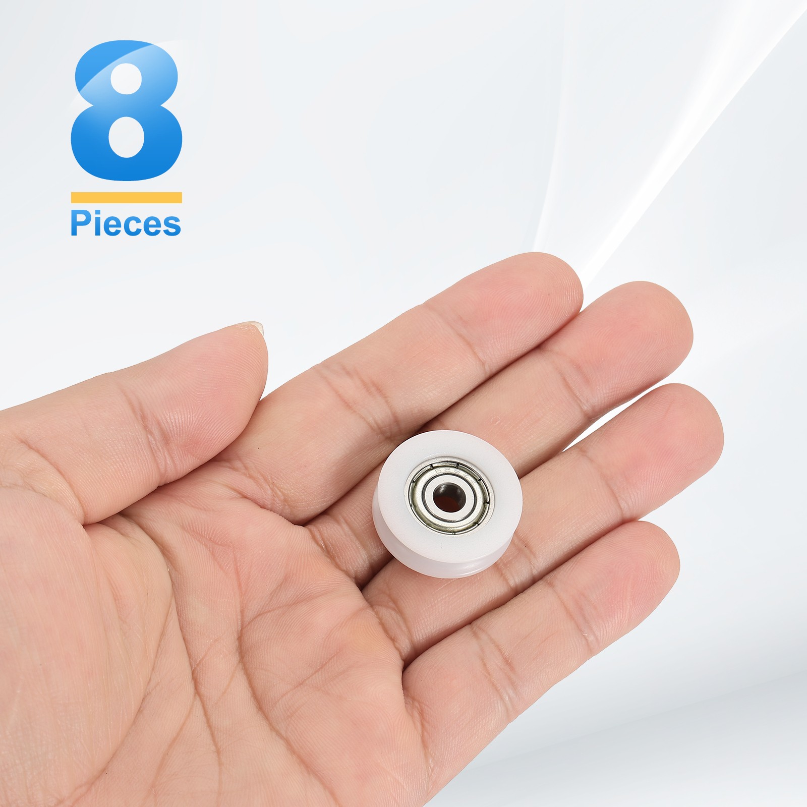8 Pcs White Groove Nylon Plastic Guide Bearing 5×23.5x7mm Pulley Roller