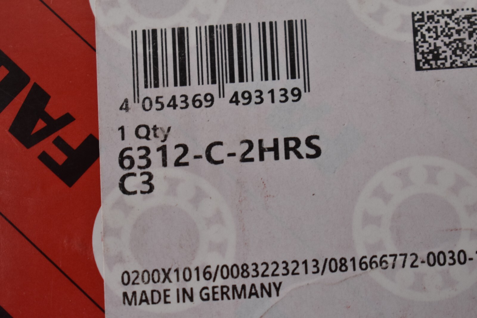 FAG Deep Groove Ball Bearing Tool 6312-C2HRSC3 60mm ID x 130mm AD x 31mm W