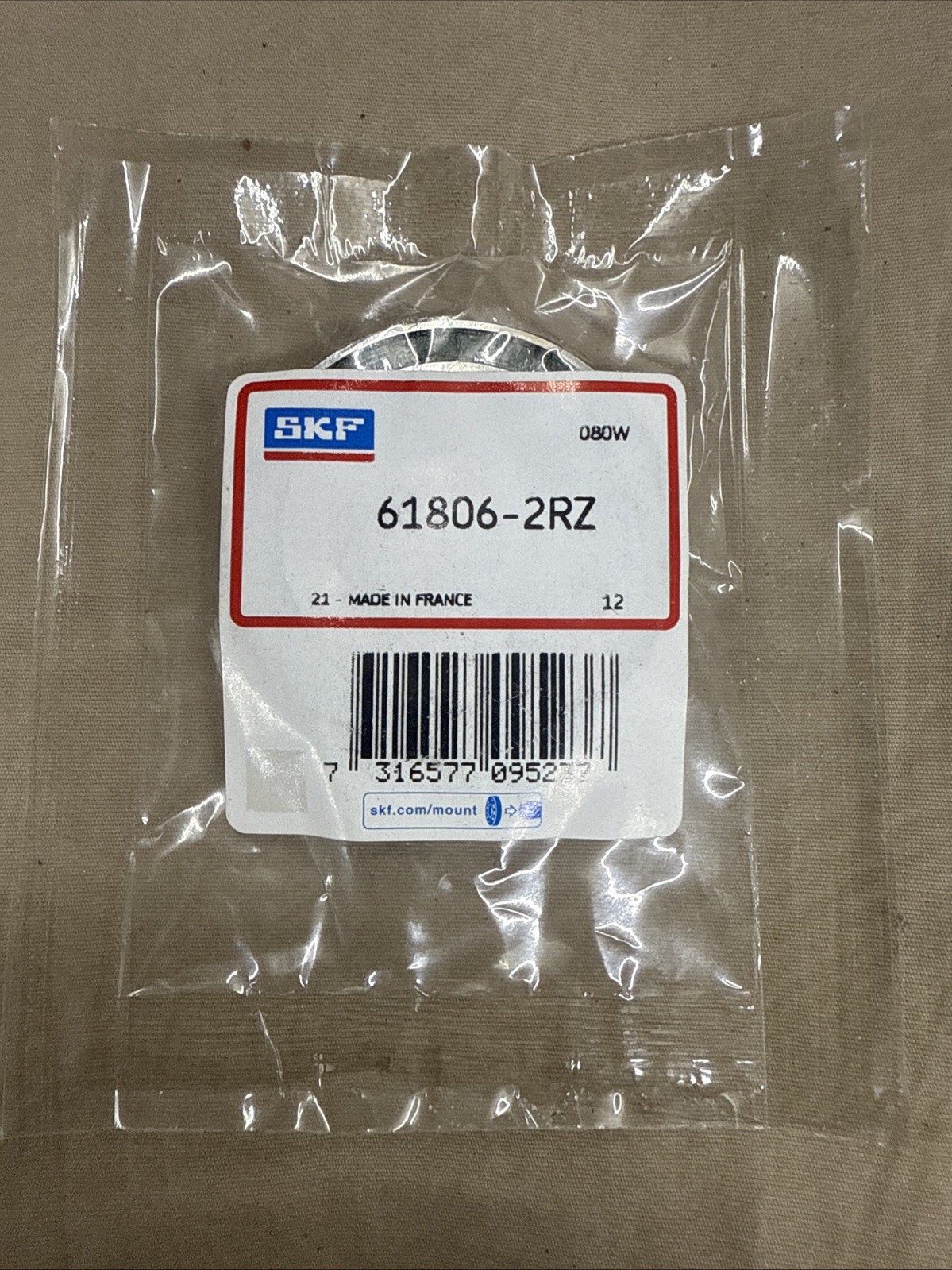 SKF 61806 2RZ BALL BEARING, SEALED, NON CONTACT SEALS 30x42x7mm