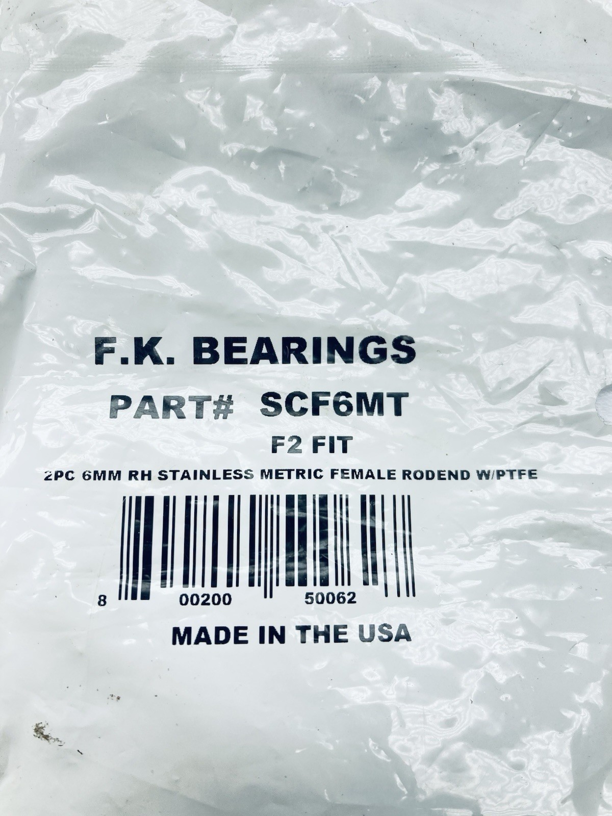 Lot of 5 F.K. BEARINGS SCF6MT Female Rod End 6mm-Bore RH 2-Piece SS