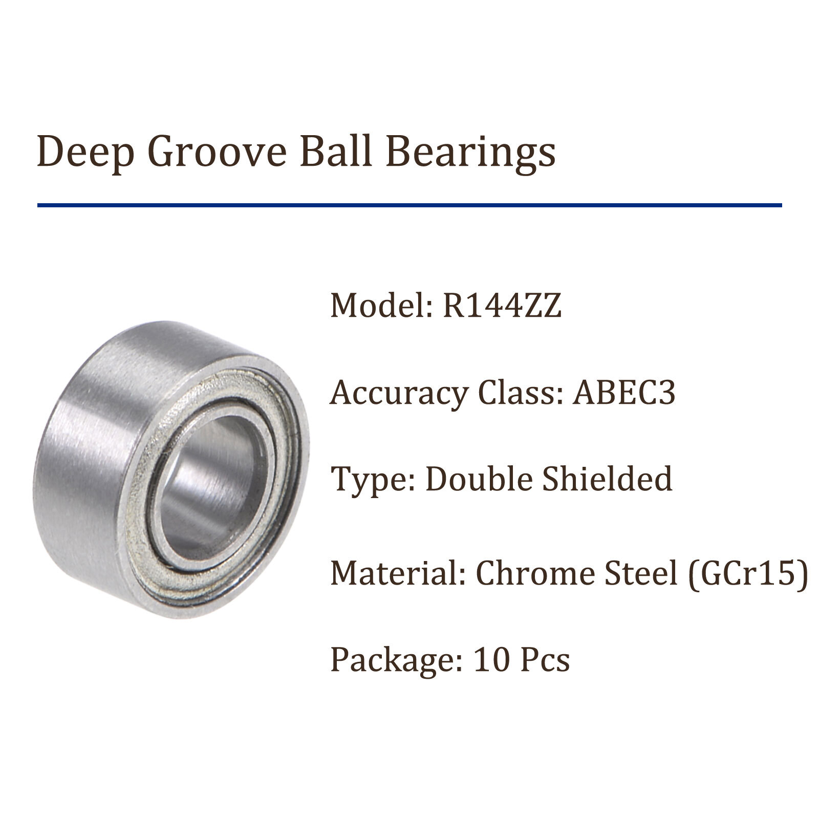 10pcs Ball Bearings 1/8 Inch x 1/4 Inch x 7/64 Inch Chrome ABEC3 Shield