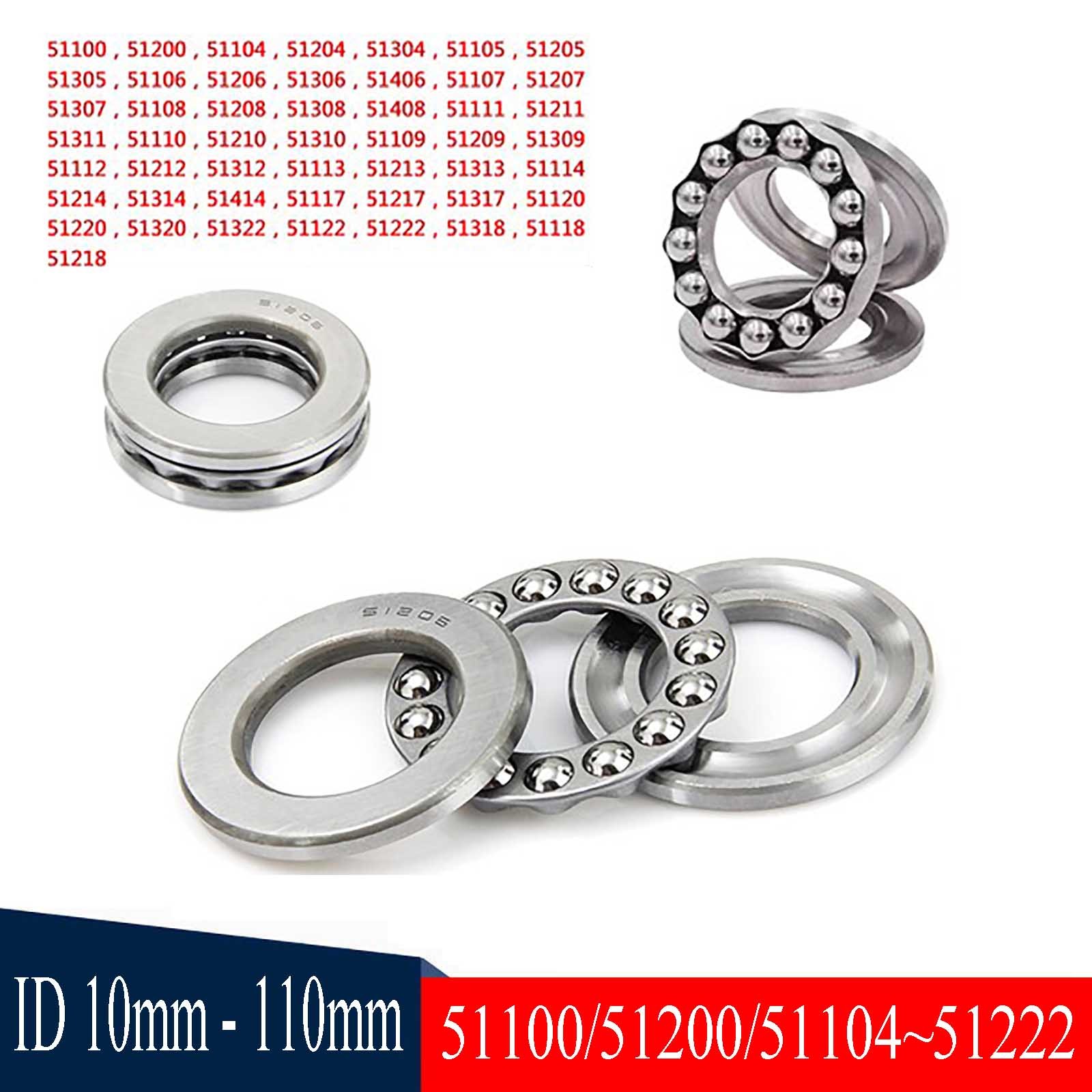 Bore 10mm to 110mm Plane Thrust Ball Bearings Grooved Bearings No.51100 – 51322