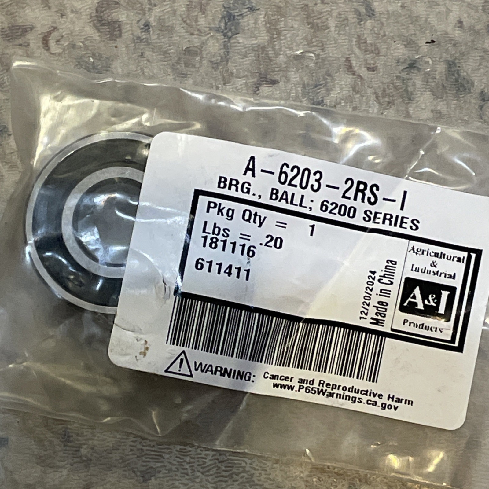 1x 6203-2rs-10 C3 Premium Ball Bearing Sealed 5/8″ (15.875mm) x 40mm x 12mm