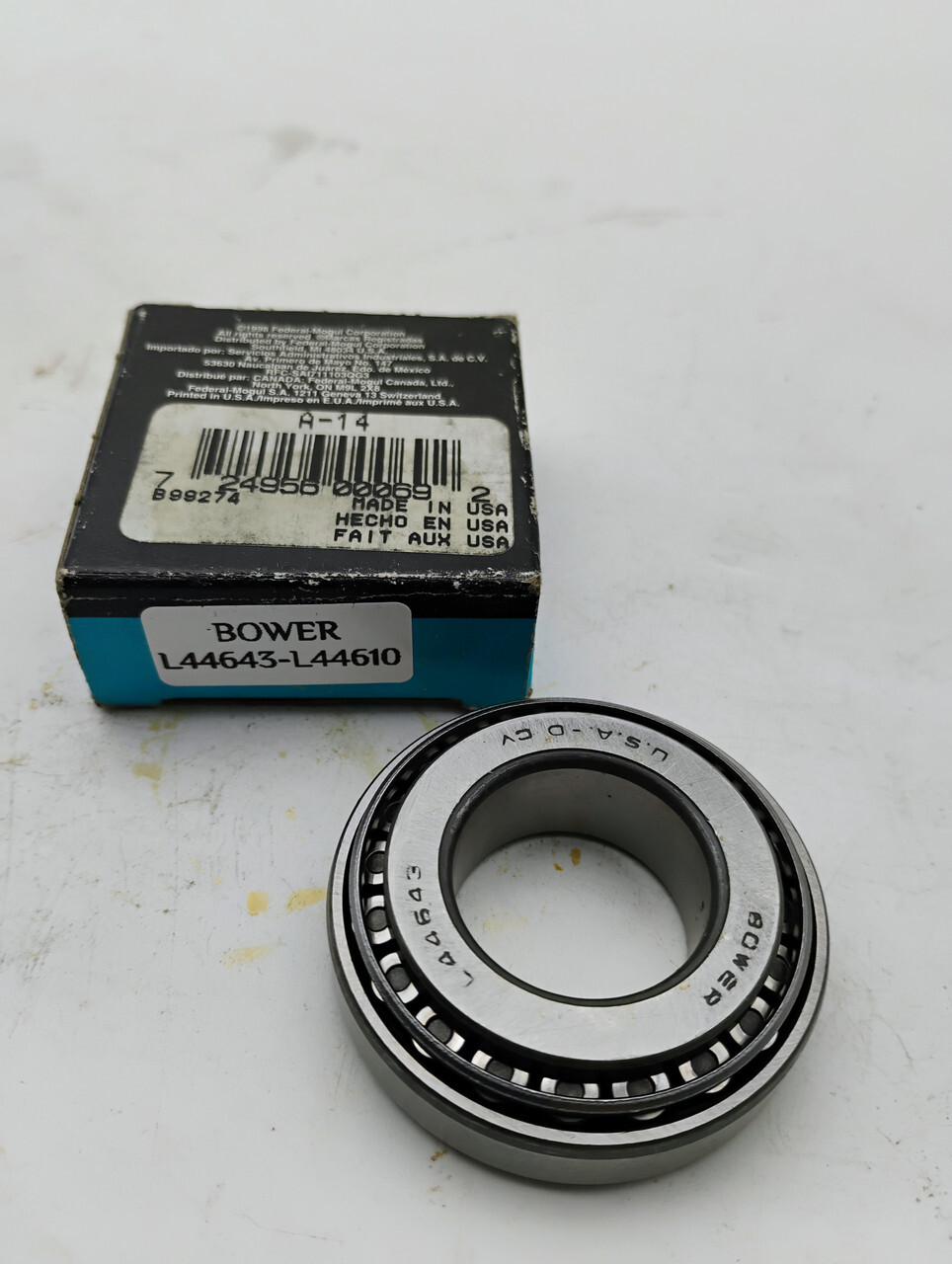 Bower Tapered Roller Bearing L44610-L44643 Cup Cone NOS Made in USA