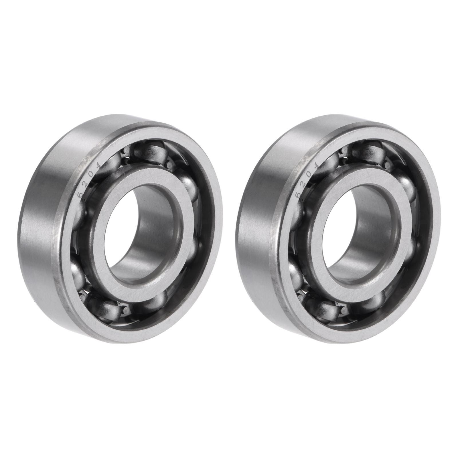 2pcs 6204 Deep Groove Ball Bearings 12x32x14mm CN Open Type Chrome Steel