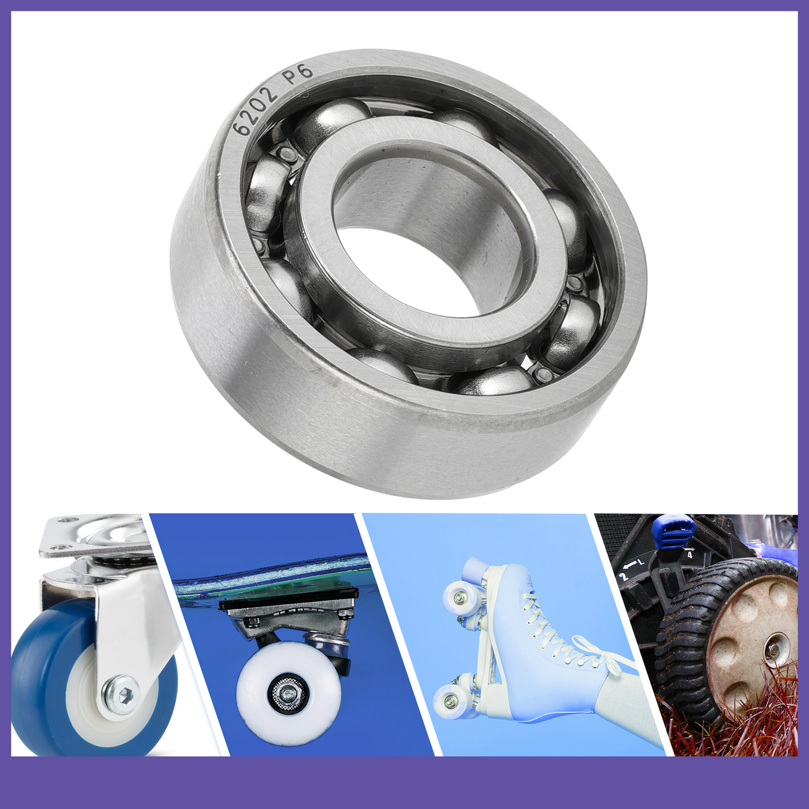 Single 6202 Deep Groove Ball Bearings Scooter Skateboard Wheel Universal
