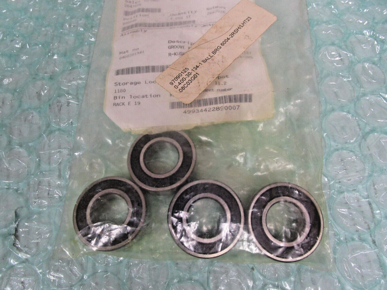NEW LOT OF 4, 0-400-30-134-1, 6004 2RSH/LHT23 Ball Bearing