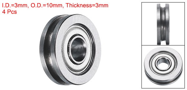 4pcs TU0310 U Groove Track Guide Bearing 3x10x3mm U Groove Roller Wheel