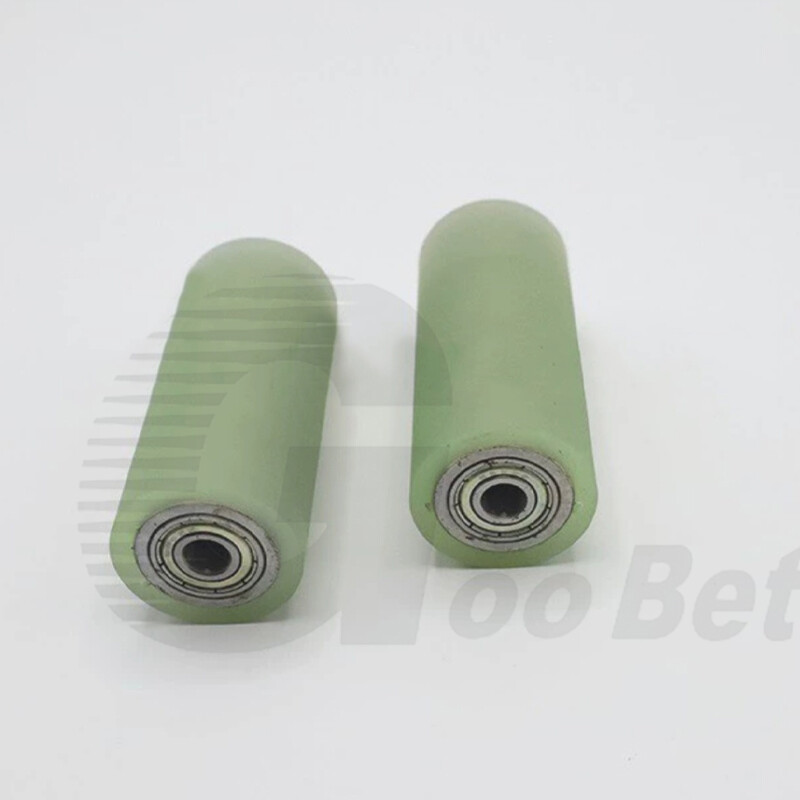 50mm Polyurethane Iron Core Roller Two Bearings PU Flat Belt Idler Guiding Wheel