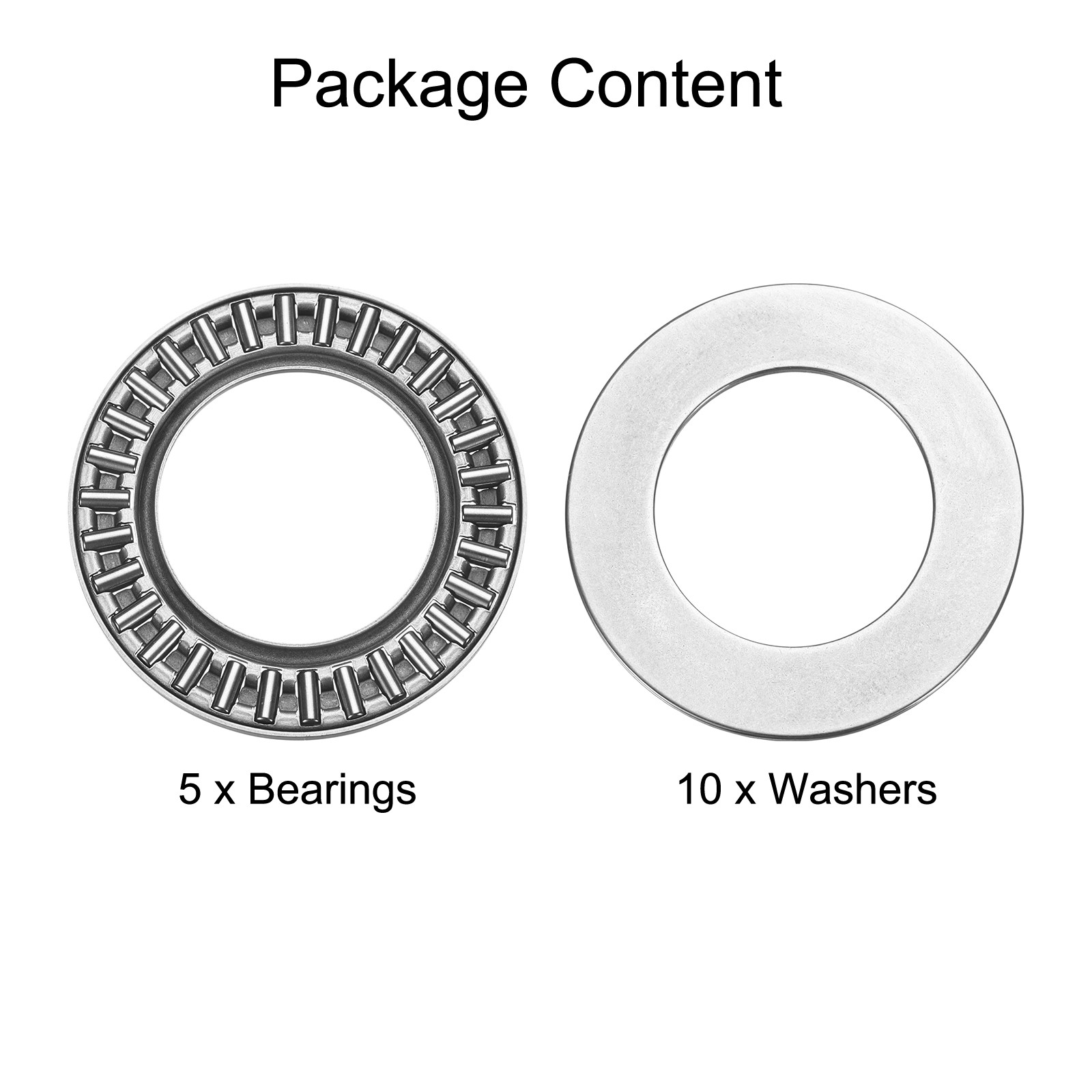 5 Sets AXK2542+2AS Thrust Needle Roller Bearings 25x42x4mm, P5 (ABEC 5)