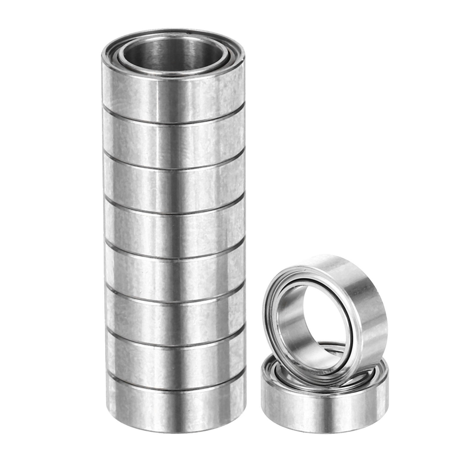 10pcs R168ZZ 1/4″ ID x 3/8″ OD x 1/8″ Height Z3 Ball Bearings, Silver Tone