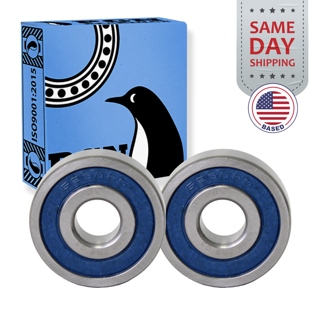 (2) 6200-2RS Premium Rubber Seal Ball Bearing C3 EMQ, 10x30x9, 6200 2RS 6200rs