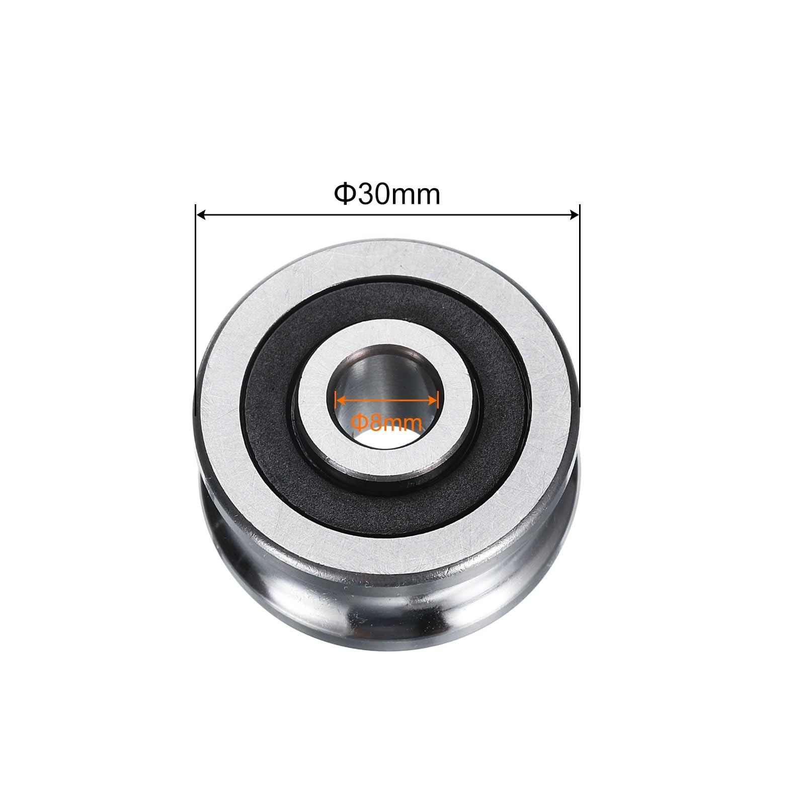 uxcell 4pcs SG25 U Groove Track Guide Bearing 8x30x14mm U SG25, silver