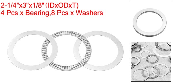 4 Pcs 2-1/4″x3″x1/8″ NTA3648 Needle Roller Thrust Bearings w Washers