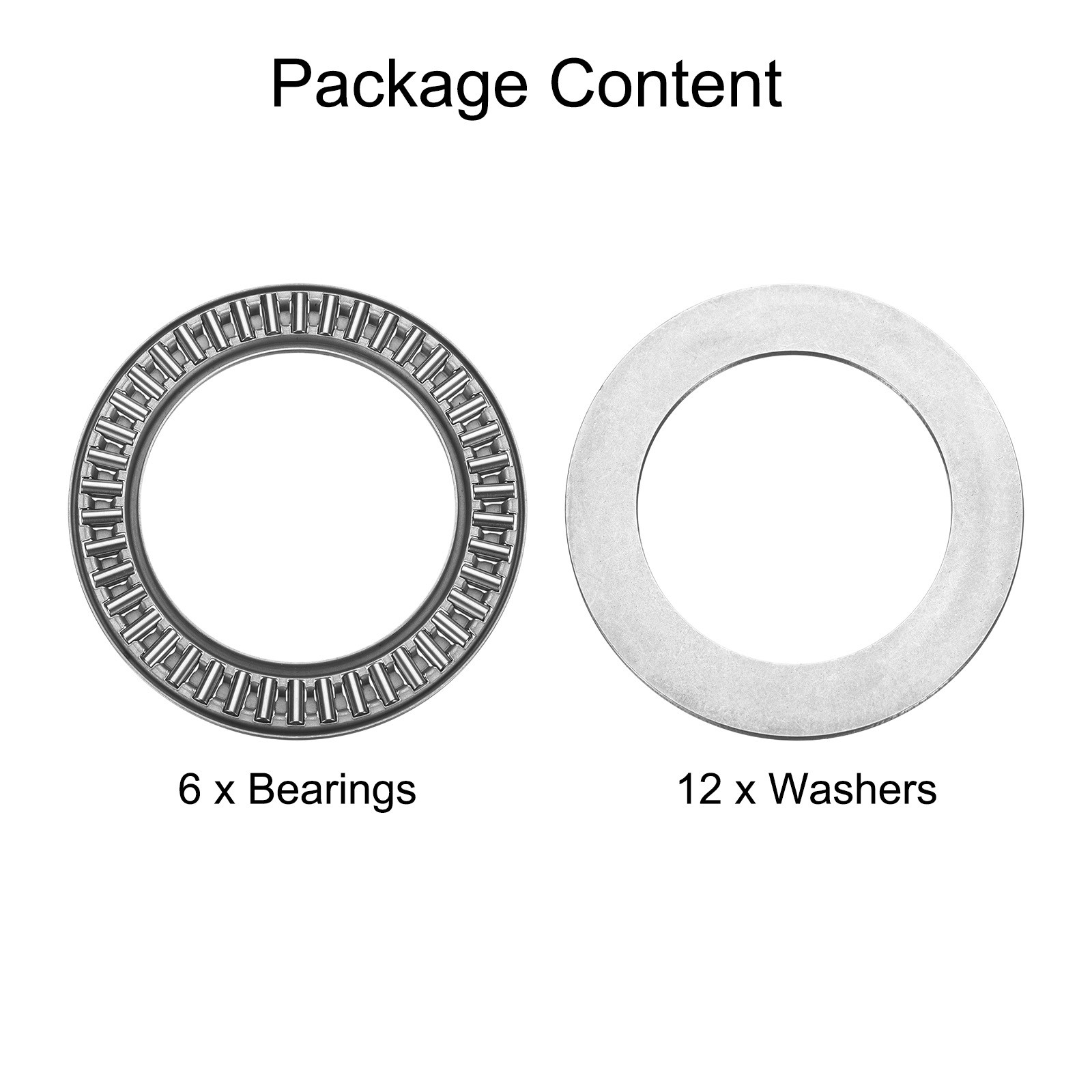 6 Sets AXK3552+2AS Thrust Needle Roller Bearings 35x52x4mm, P5 (ABEC 5)