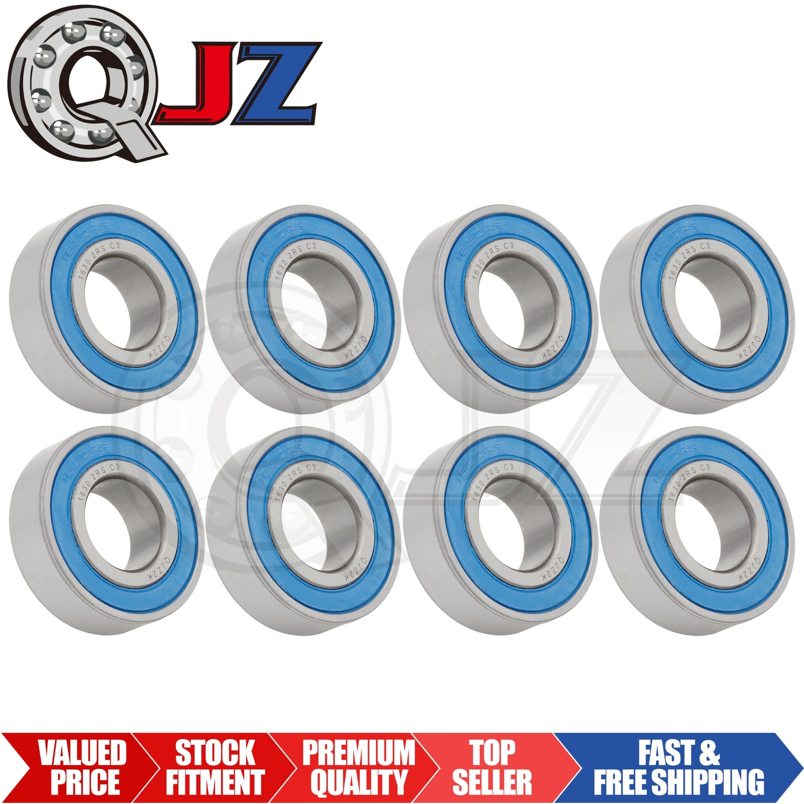 [Qty.8] 1630-2RS Deep Groove Radial Ball Bearing [0.75″ ID x 1.625″ OD x 0.5″ W]