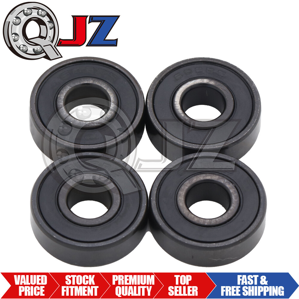 [4-Pack] 608-2RS ABEC-3 -Black Miniature Ball Bearing [8mm ID x 22mm OD x 7mm W]