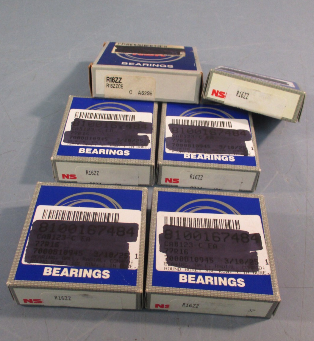 Lot of (6) NSK R16ZZ Deep Groove Ball Bearing, 1.000″ Bore, 2.000″ OD 1/2″ Width