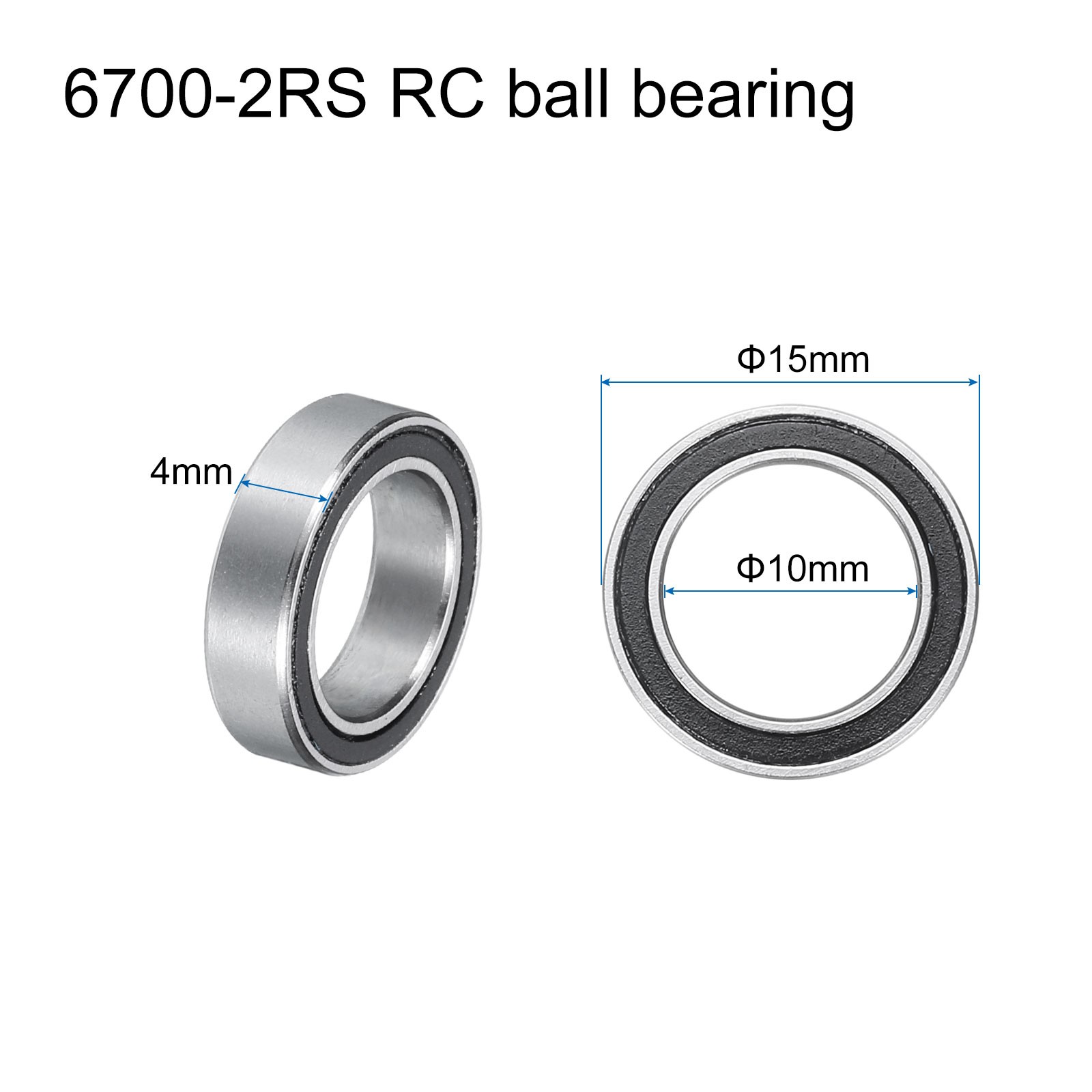 20pcs 6700-2RS Miniature Ball Bearings 10x15x4mm Double Sealed Bearings (Black)