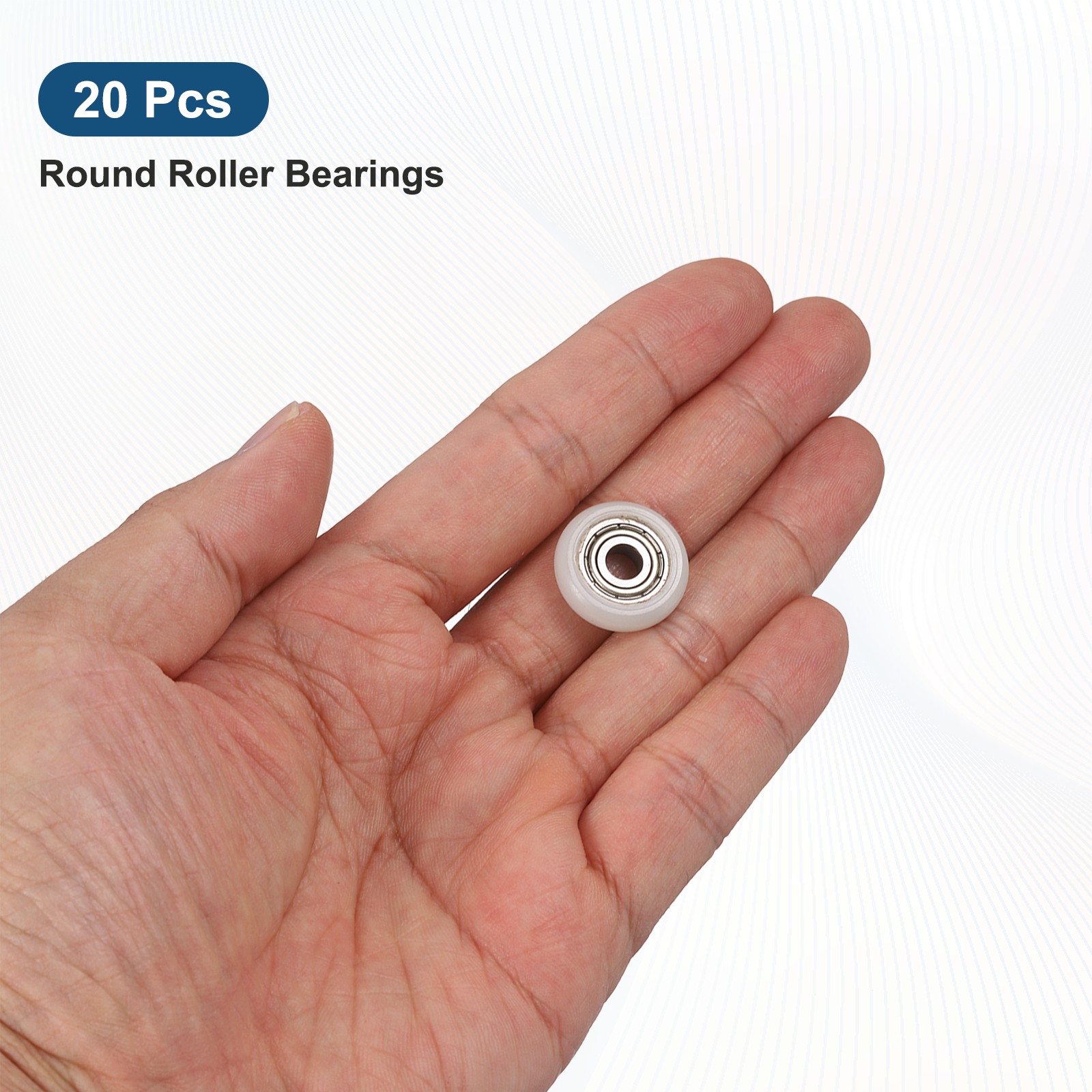 20Pcs 5×18.5x5mm Metal Shielded (GCr15) Chrome Steel Bearing+POM Guide, White