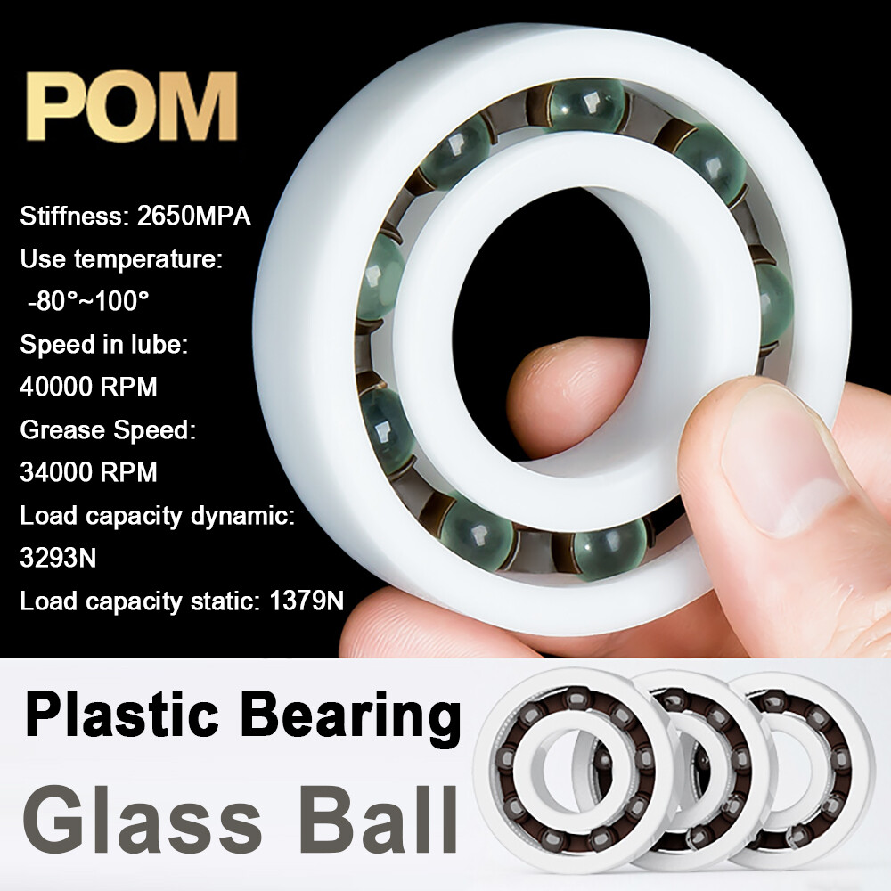 POM Plastic Bearing Glass Ball / Deep Groove Ball Bearings Various Sizes
