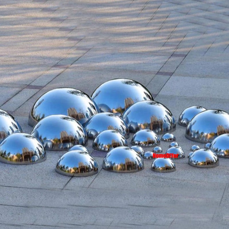 Stainless Steel Half Hollow Ball Sphere Hemisphere Mirror Gazing Ball 12.7-300mm